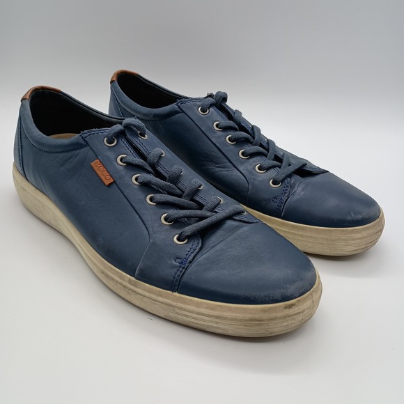 Ecco Other - ECCO Soft 7 Mens‎ Navy Blue Leather Low Top Sneakers Size EU 47 US 13.5